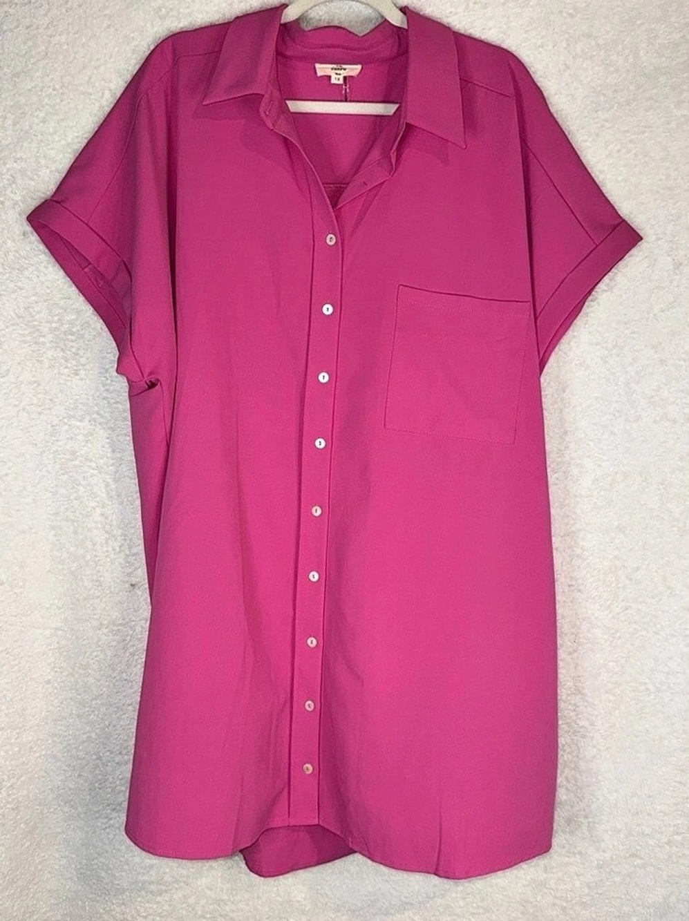 entro Short Sleeve Button Down Top in Pink Size 1X Like New